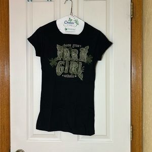 Black t-shirt, size S, fitted